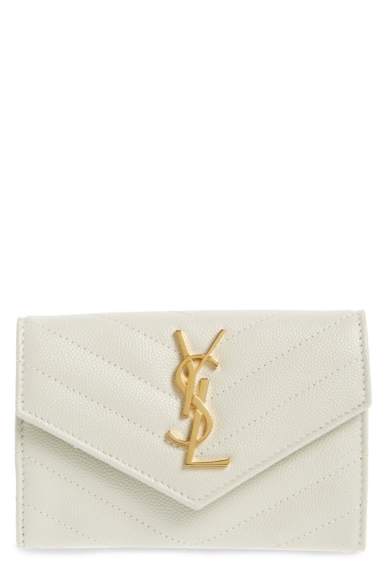 'Monogram' Quilted Leather French Wallet, Main, color, CREMASOFT