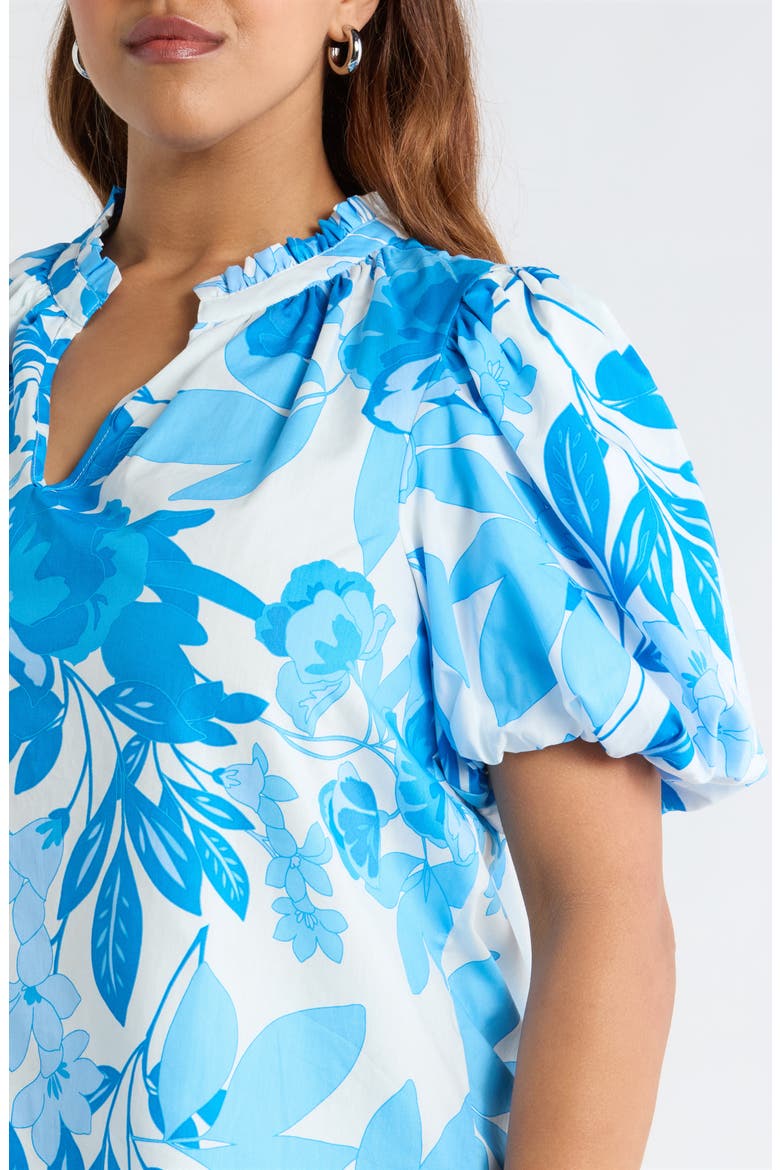 Darian Floral Ruffle Top, Alternate, color, WHITE BLUE COMBO