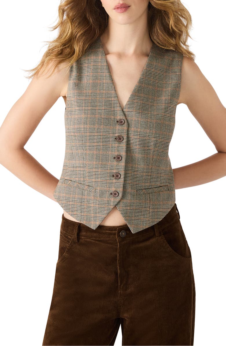 Steve Madden Barrett Plaid Vest, Main, color, Brown