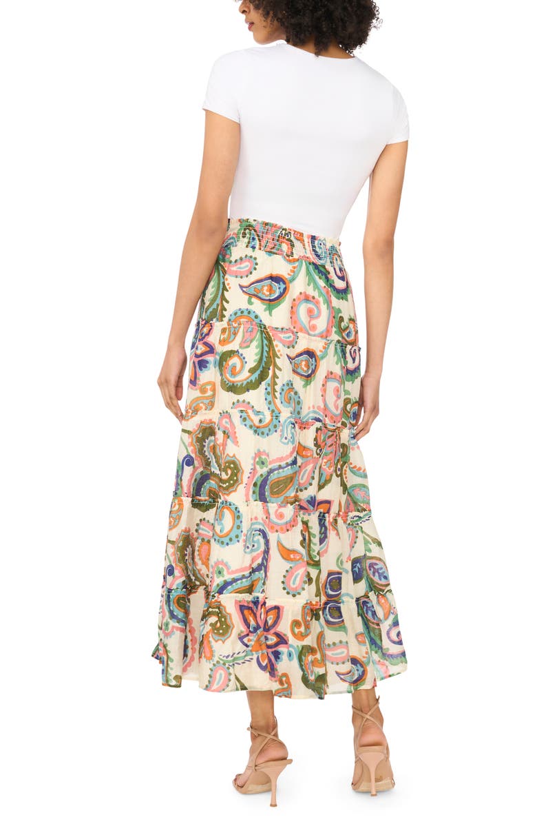 Vince Camuto Paisley Tiered Maxi Skirt, Alternate, color, Taffy Pink