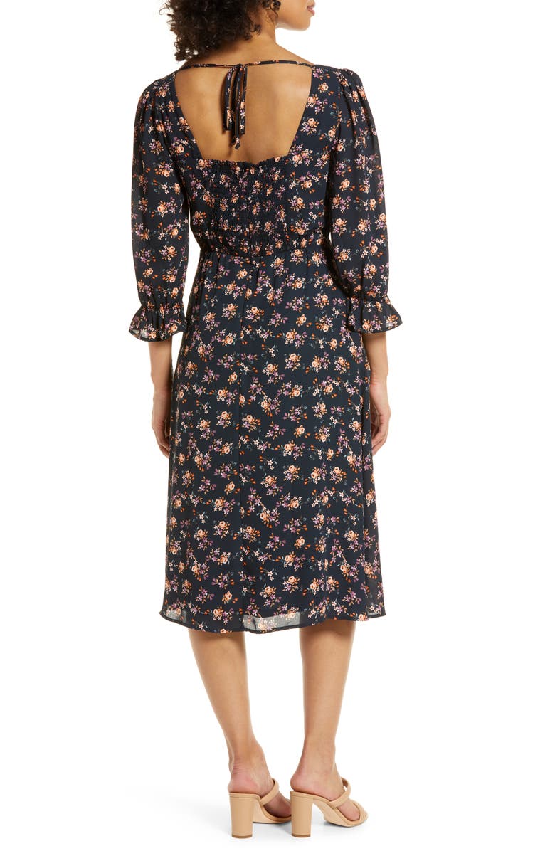 Julia Jordan Floral Bell Sleeve Midi Dress, Alternate, color, 