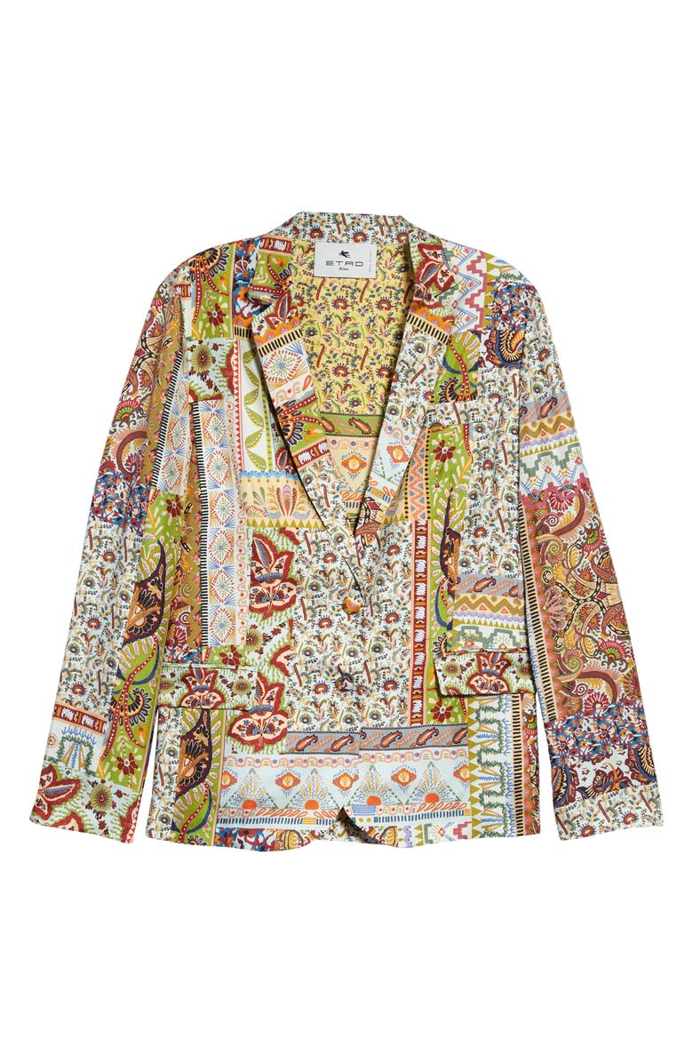 Etro Love Patchwork Paisley Print Silk Blazer, Main, color,