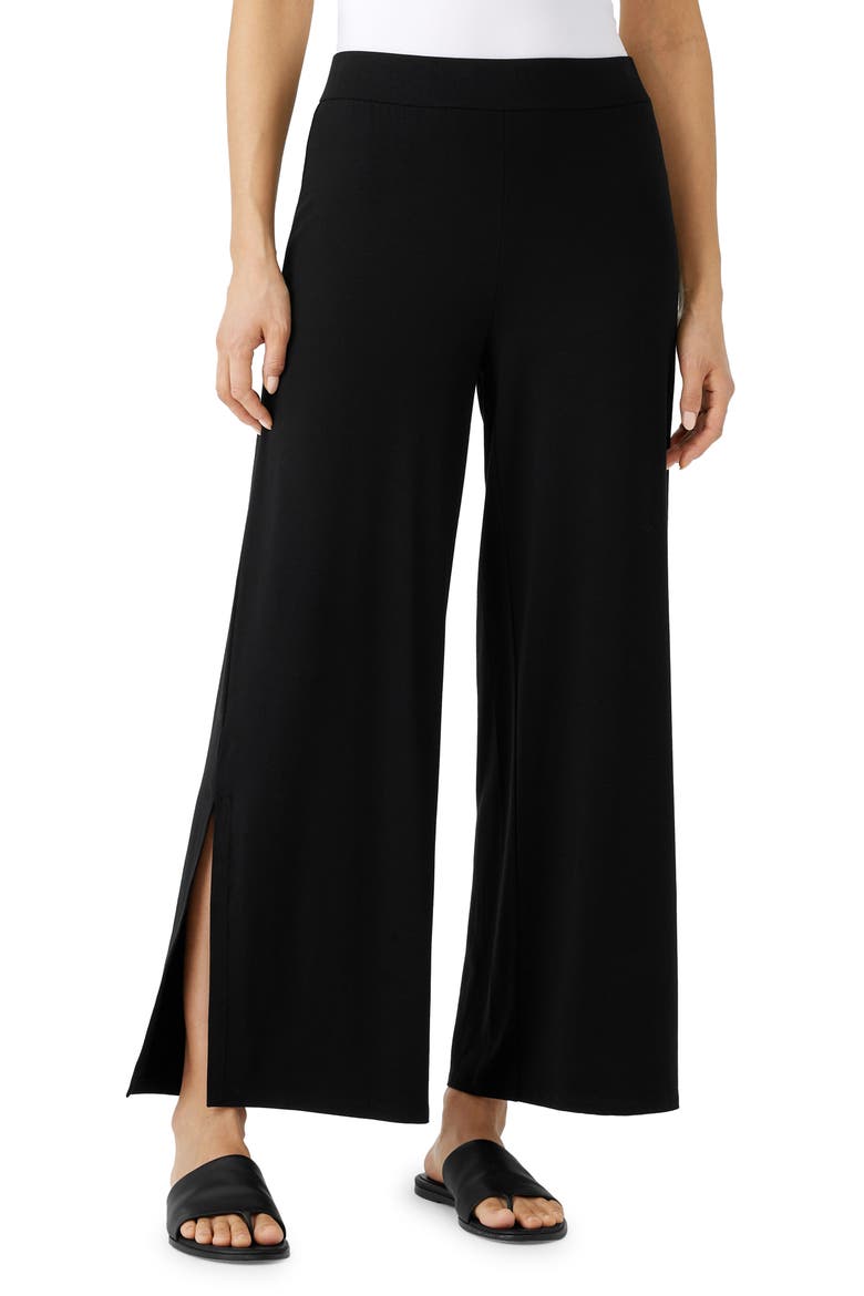 Slit Hem Ankle Pants, Main, color, BLACK