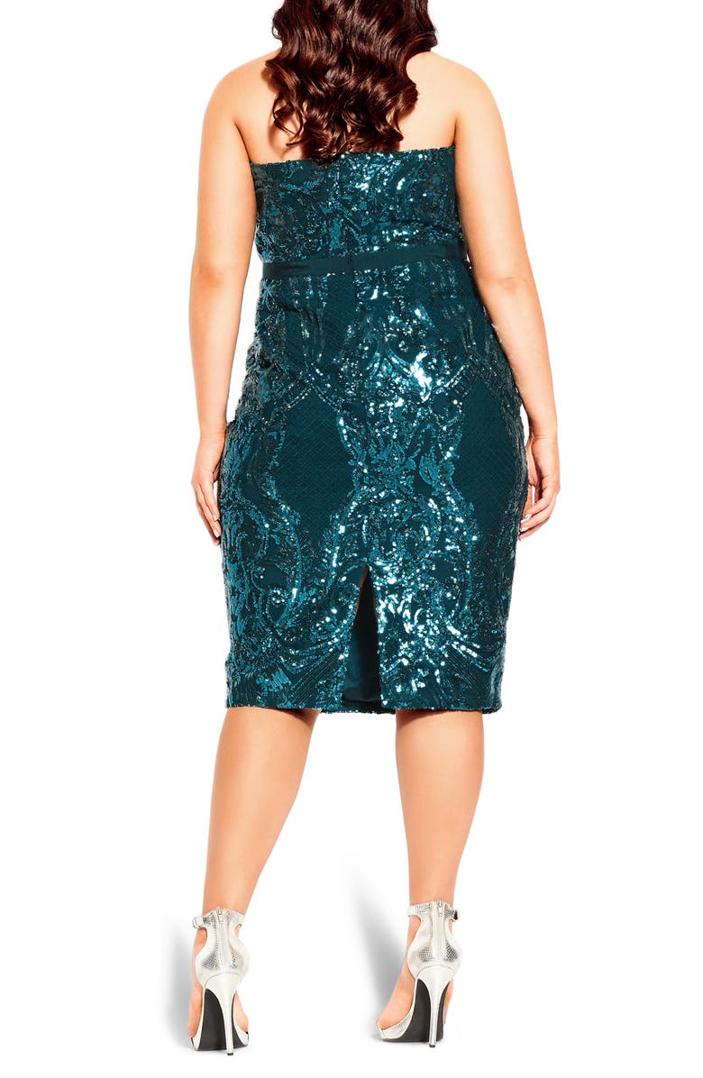 City Chic Sofia Embellished Strapless Sheath Dress, Alternate, color, 