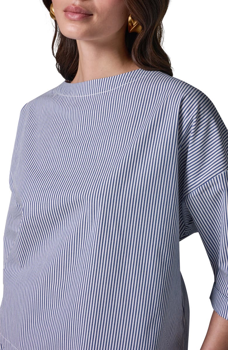 Donna Karan New York Stripe Stretch Cotton Top, Alternate, color,
