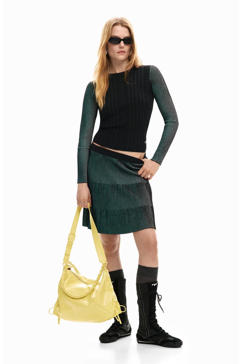 Plissé Skirt, Alternate, color, BLUE
