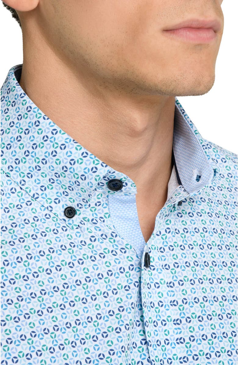 CONSTRUCT Slim Fit Circle Geo Performance Short Sleeve Shirt, Alternate, color, Green/White