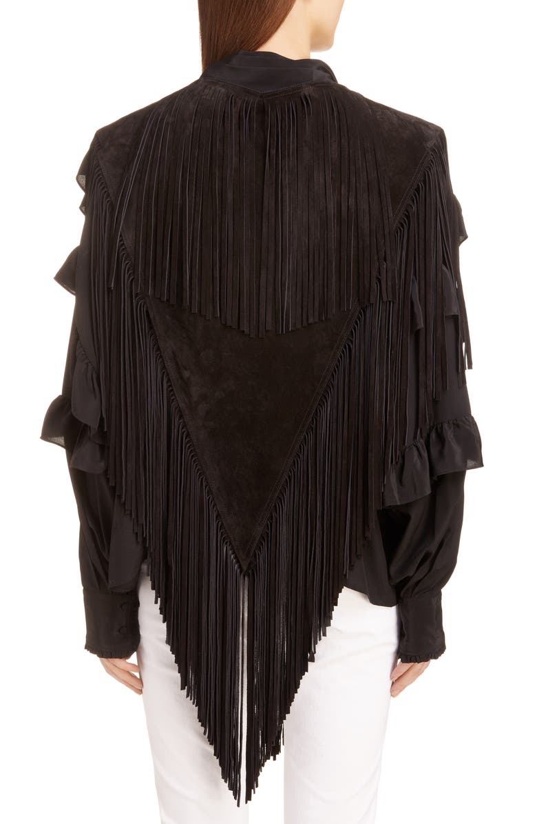 Isabel Marant Daniela Fringe Suede Cape, Alternate, color,