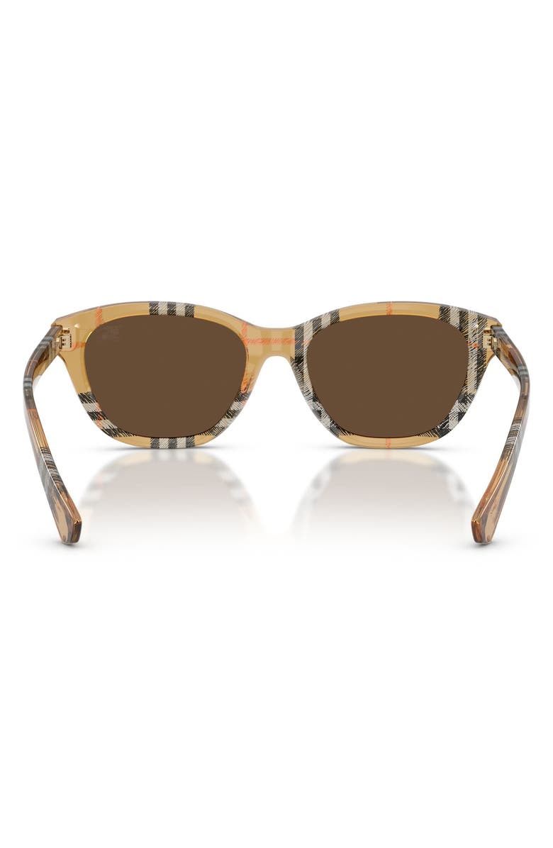 Burberry 54mm Rectangular Sunglasses, Alternate, color, Check Sand / Dark Brown
