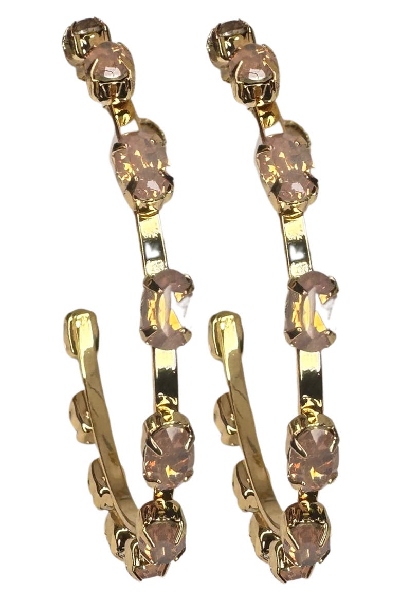 Mini Haley Crystal Hoop Earrings, Main, color, ROSY PINK