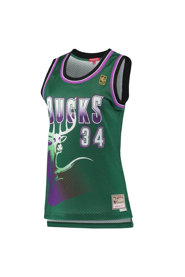 Women's Mitchell & Ness Ray Allen Green Milwaukee Bucks 1996/97 Hardwood Classics Swingman Jersey, Alternate, color, Green
