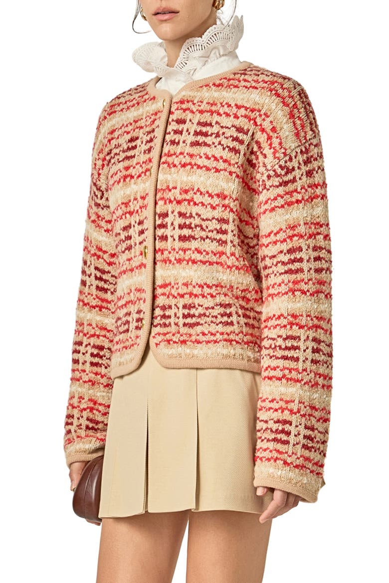 Textured Stripe Wool Blend Jacket, Alternate, color, TAN MULTI