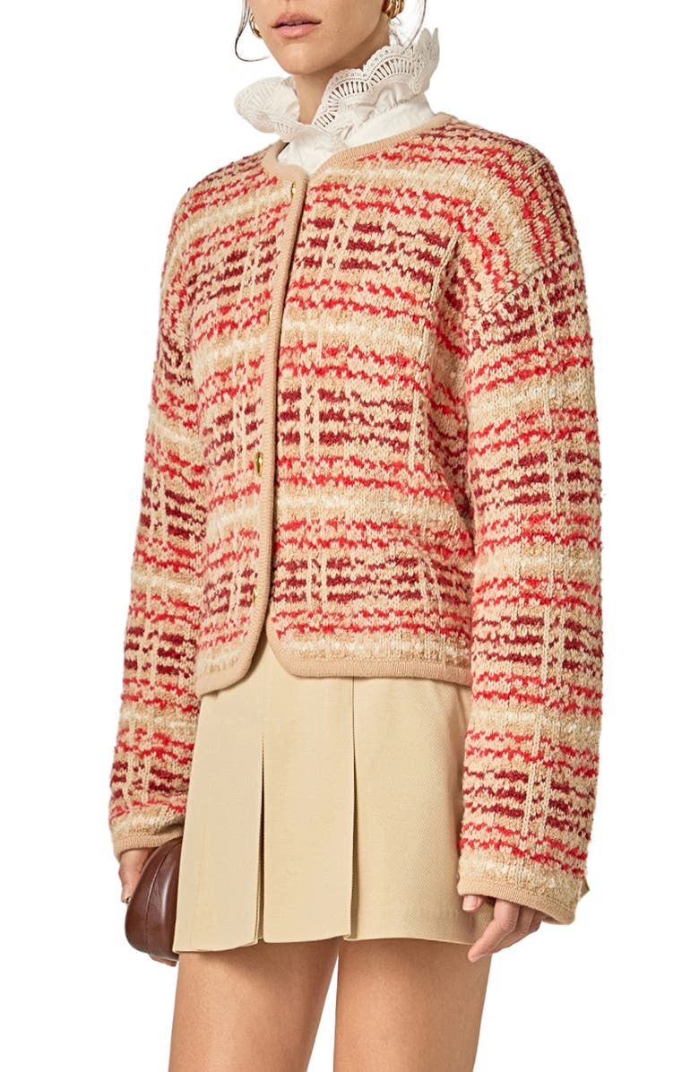 English Factory Textured Stripe Wool Blend Jacket, Alternate, color, Tan Multi