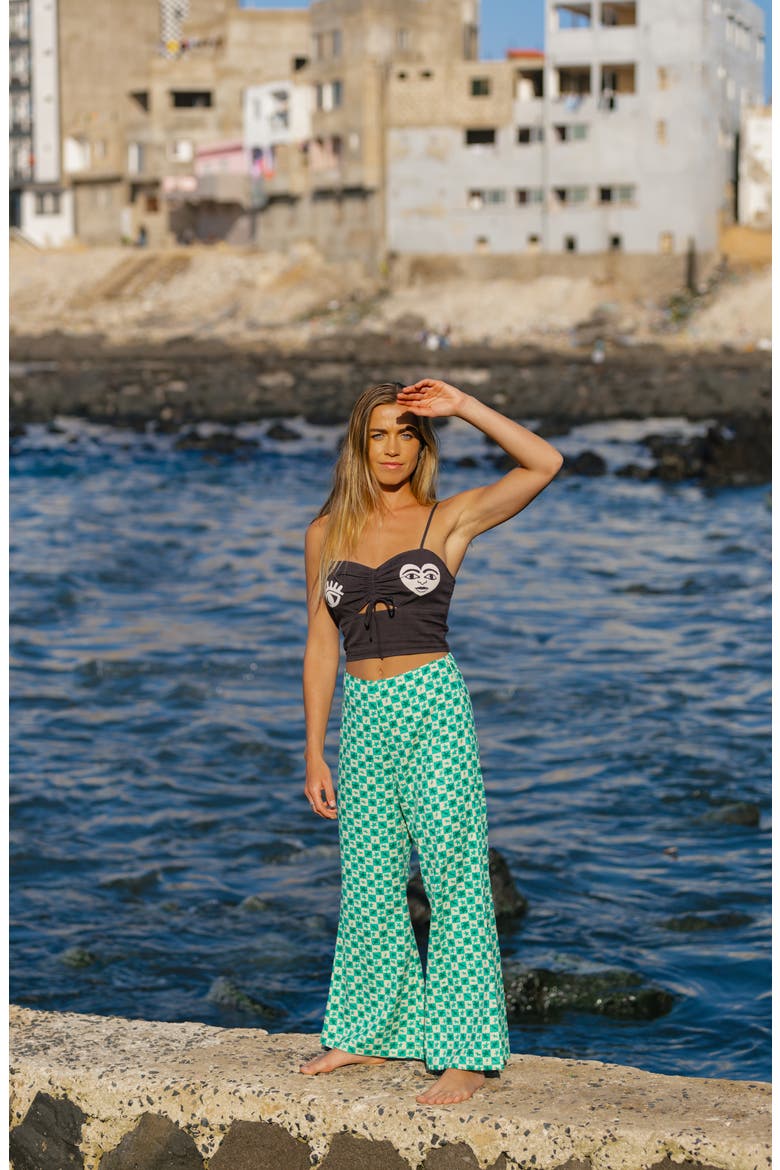 x Mami Wata Going Coastal Flare Pants, Alternate, color, MULTI BLUE PRINT