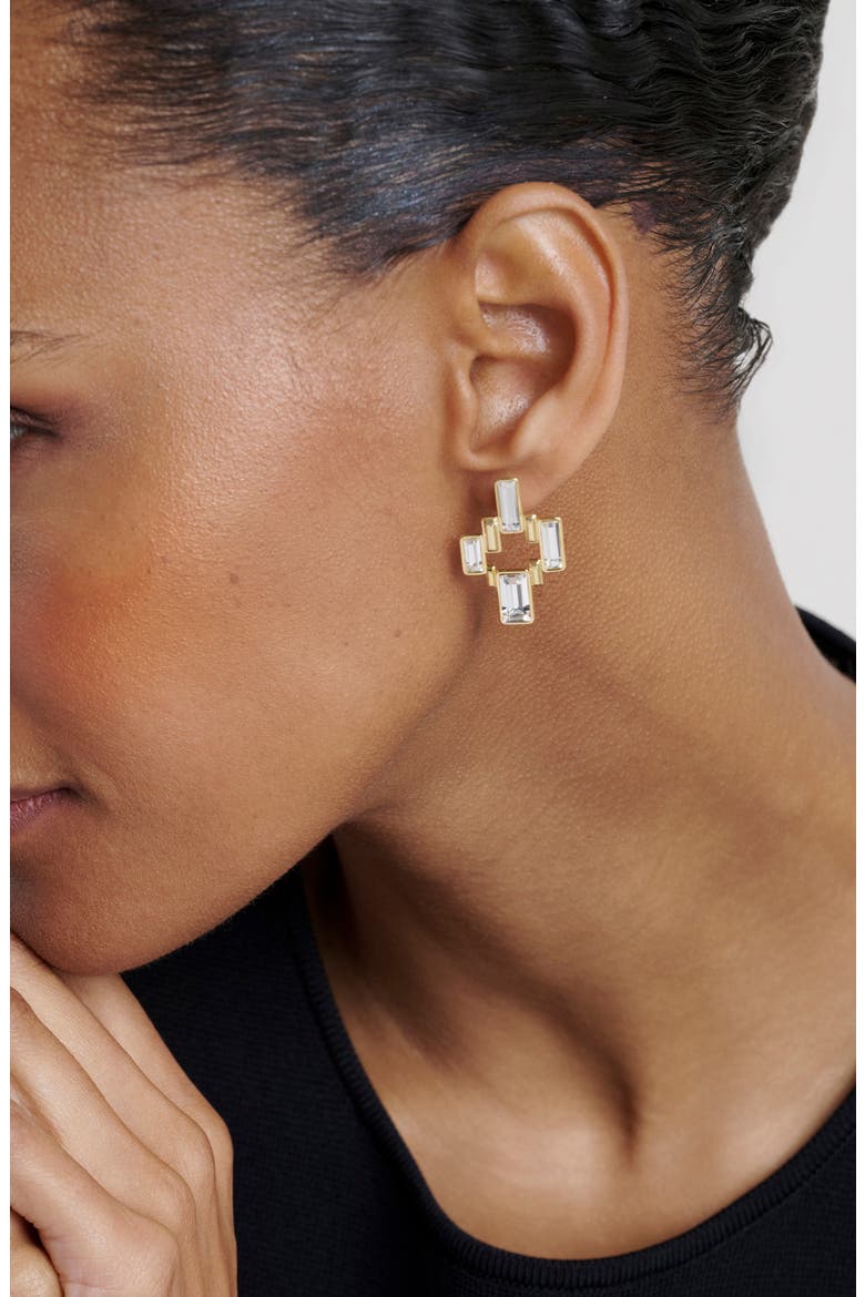 Demi Deco Crystal Stud Earrings, Alternate, color, GOLD TONE CLEAR CRYSTAL