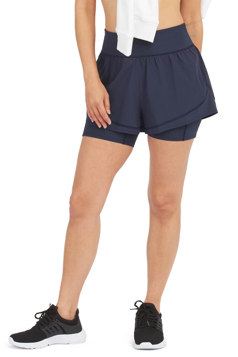 Get Moving Double Layer Shorts, Main, color, NAVY HAZE
