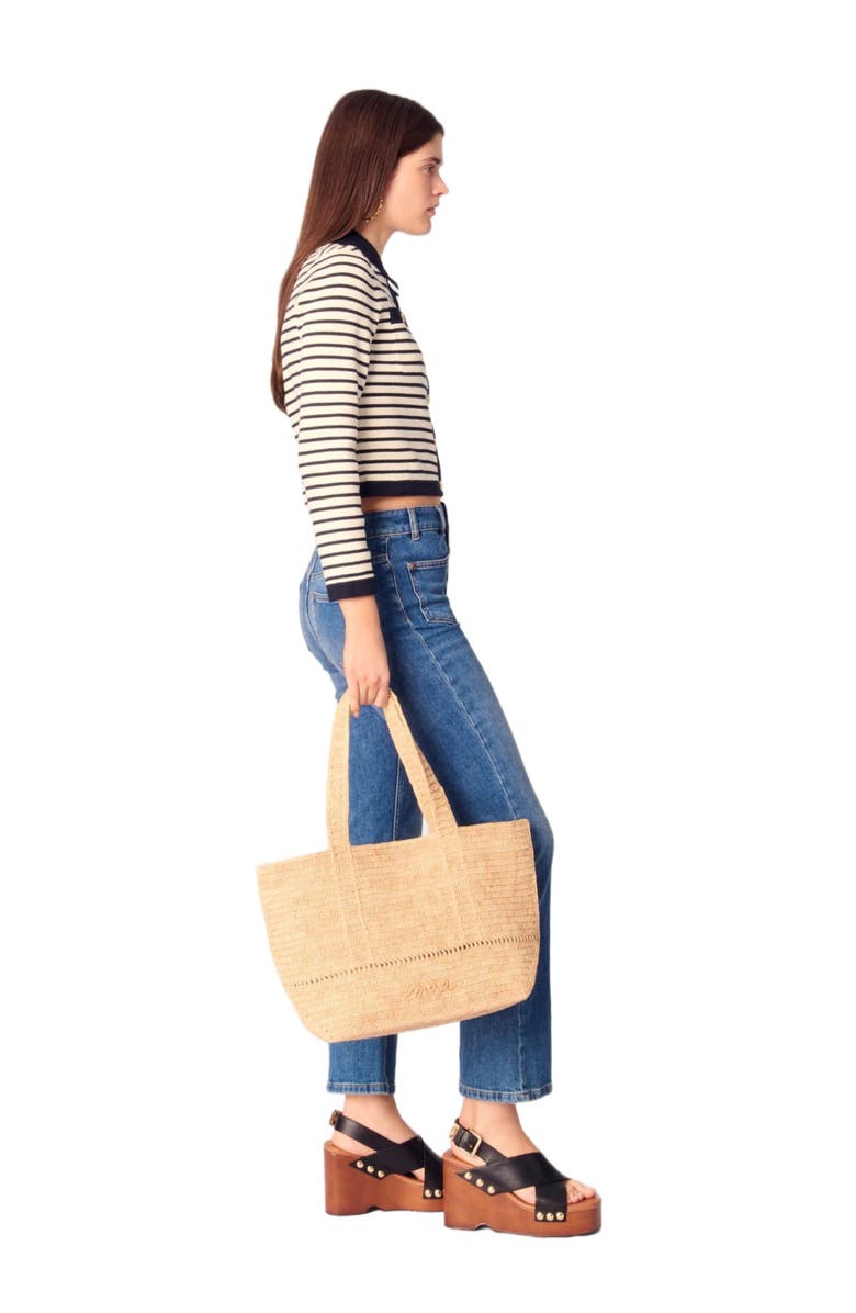 maje Cropped rib knit cardigan, Alternate, color,