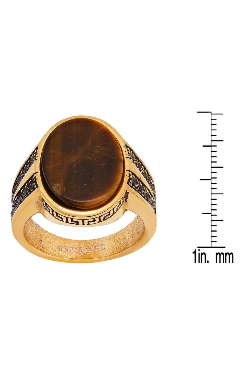 STEELTIME Men's Tiger's Eye Signet Ring, Alternate, color, Gold