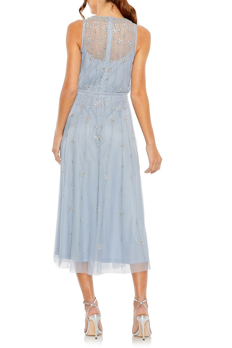High Neck Sleeveless Embelished A Line Dress, Alternate, color, POWDER BLUE