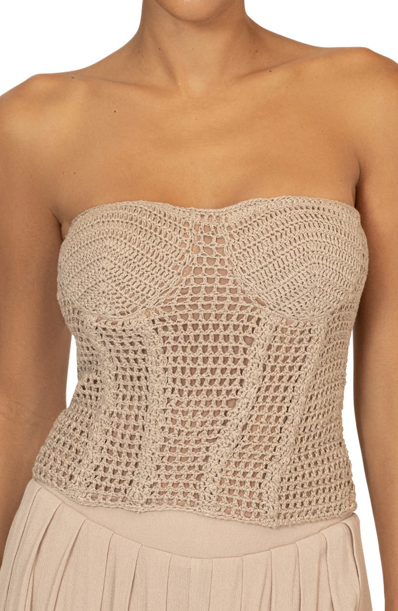 JLUXLABEL Want It All Open Stitch Strapless Bustier Top, Alternate, color, Beige