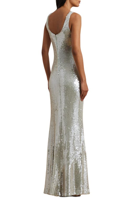 Ralph Lauren Women's Sequined Sleeveless Gown In Aqua Pearl