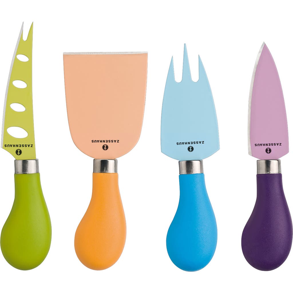 Zassenhaus Easy Cut Cheese Knife Set, 4 Pieces, Assorted Colors In Multicolored