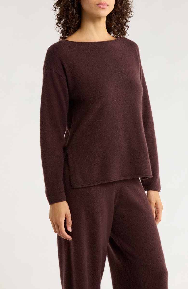 Nordstrom Cashmere Lounge Top, Alternate, color, Brown Heather