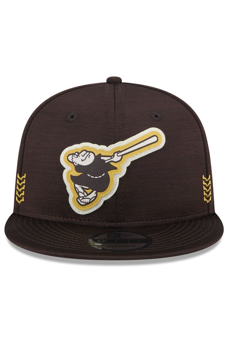 Men's New Era  Brown San Diego Padres 2024 Clubhouse 9FIFTY Snapback Hat, Alternate, color, Brown
