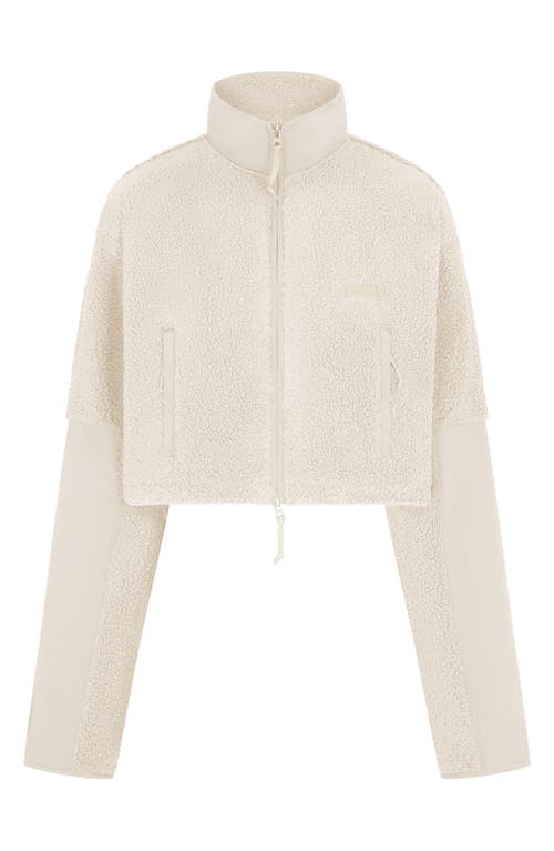 Skims Faux Shearling Crop Jacket In White