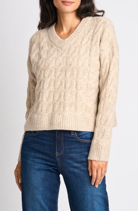 Cable Knit V-Neck Sweater