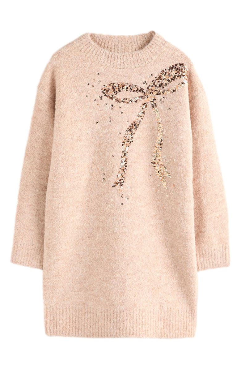 NEXT Kids' Sequin Bow Long Sleeve Sweater Dress, Main, color,