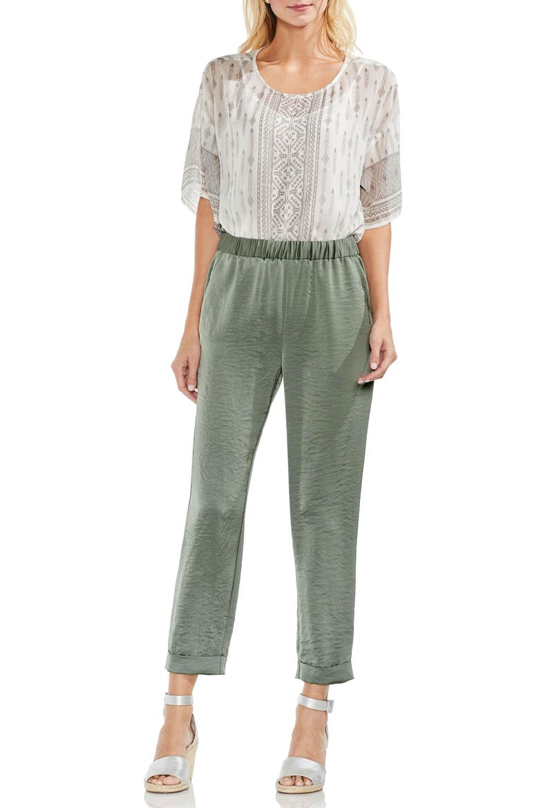 Hammered Satin Crop Jogger Pants, Alternate, color, CAMO GREEN