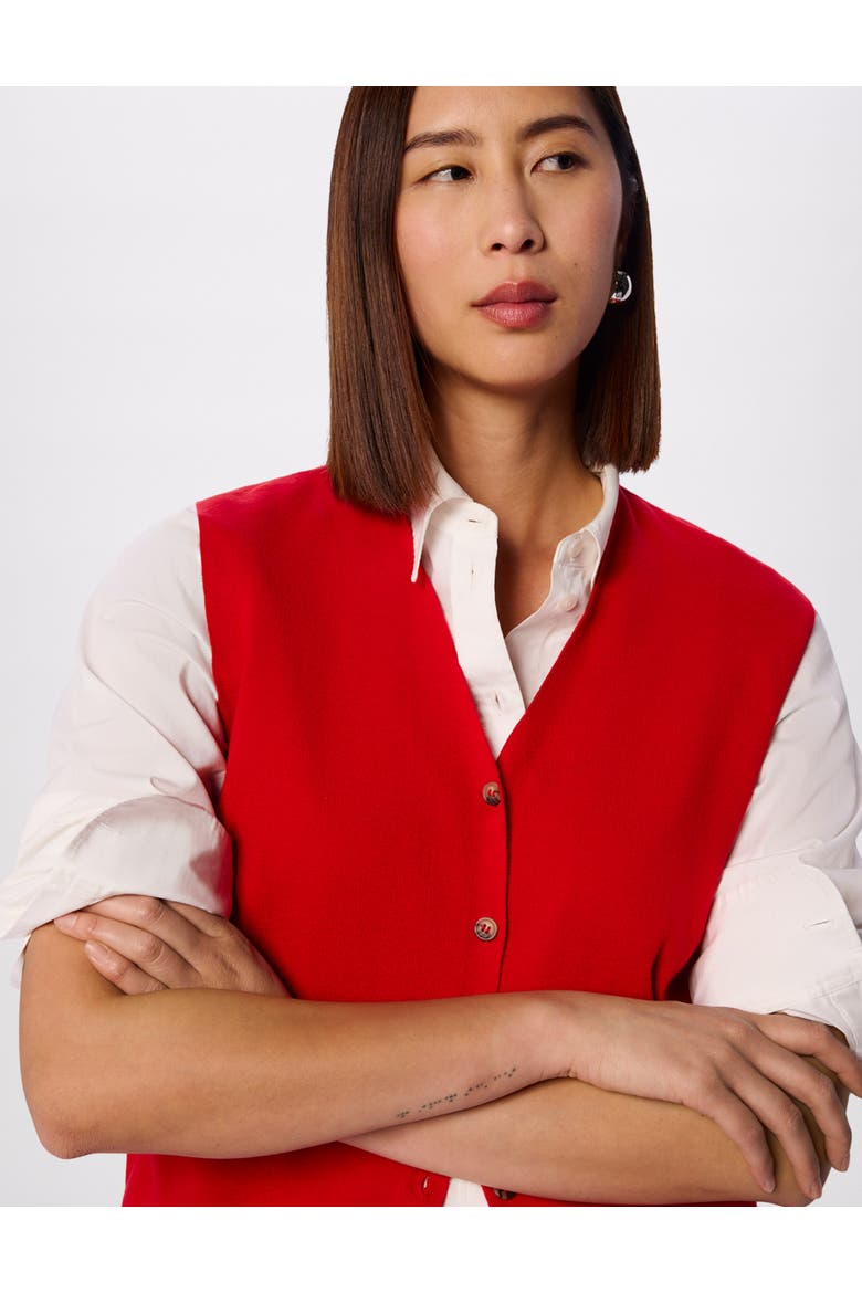 V-Neck Button Front Knit Tank, Alternate, color, Red