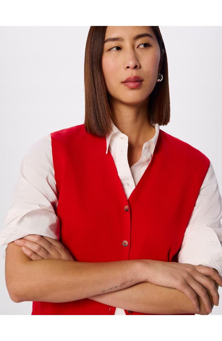 Whistles V-Neck Button Front Knit Tank, Alternate, color, Red