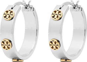 Tory Burch Silver Rose Powder Pink Enamel cheapest Miller Hoop Earrings