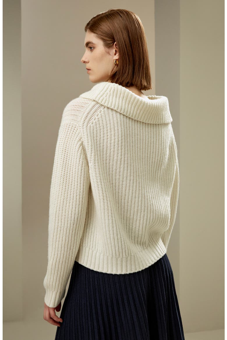 Wide Cowl Neck Sweater for Women, Alternate, color, White