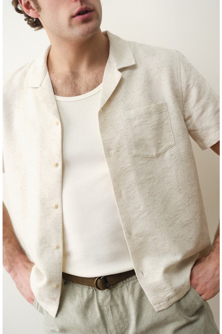 Jacquard Resort Camp Shirt, Alternate, color, NATURAL/ TAN