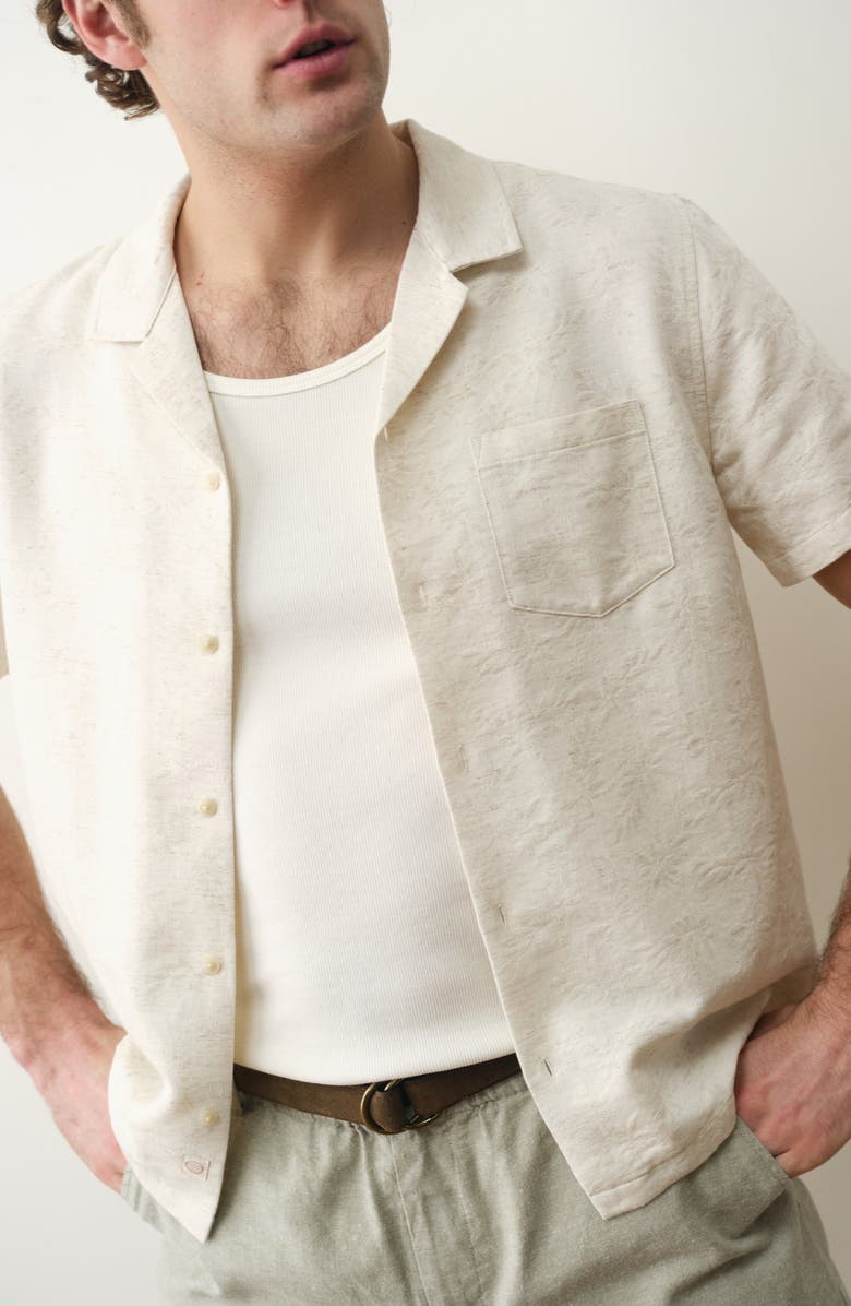 Marine Layer Jacquard Resort Camp Shirt, Alternate, color, Natural/ Tan