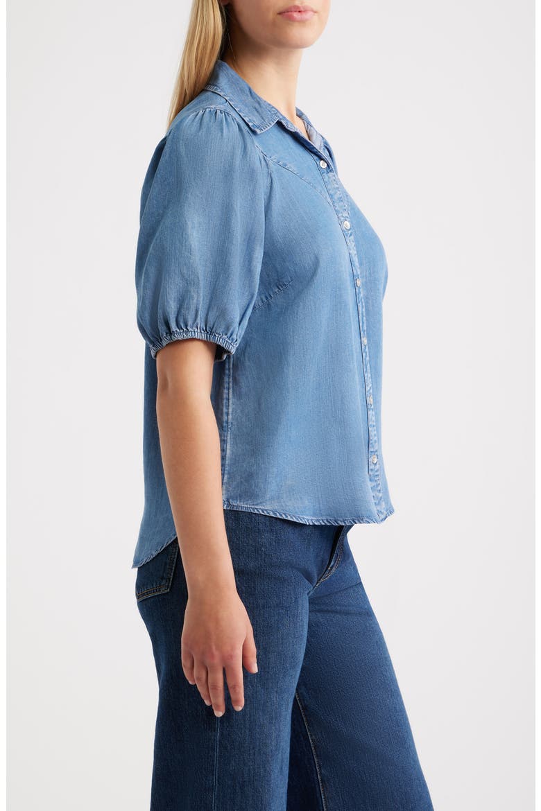 Lida Short Sleeve Denim Button-Up Shirt, Alternate, color, MEDIUM WASH