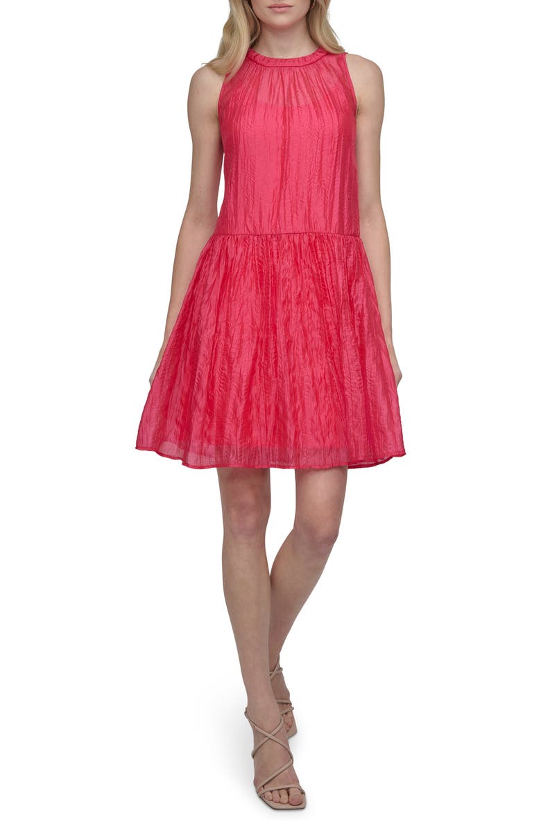 DKNY Organza Trapeze Dress, Main, color, Azalea