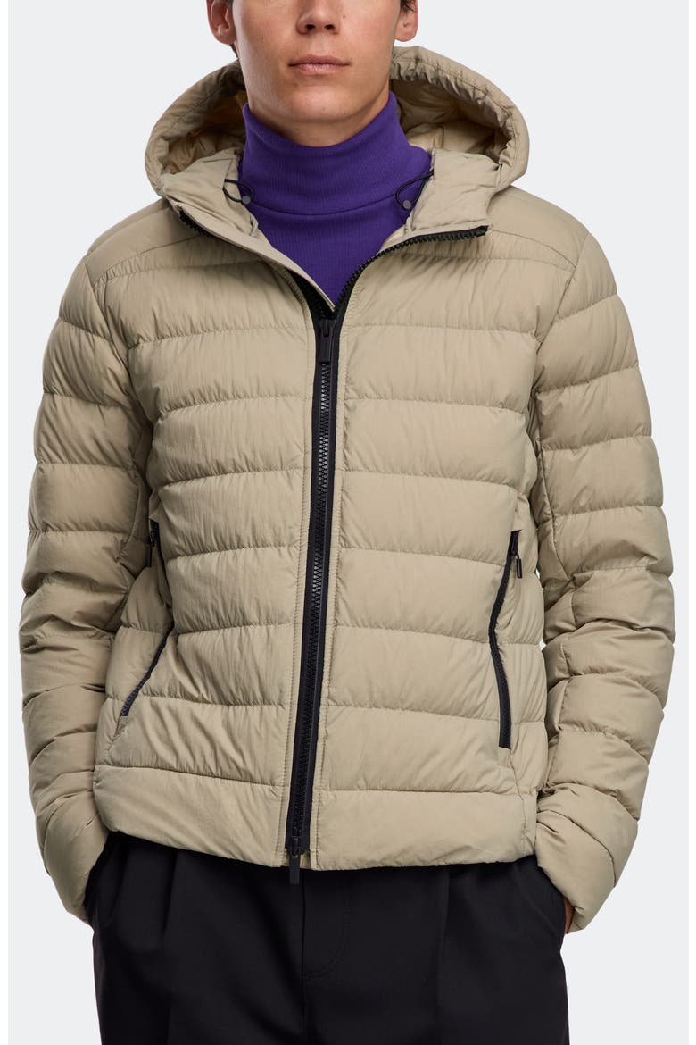 Crofton Water Repellent Packable 750 Fill Power Down Hooded Jacket, Main, color, LIMESTONE - CALCAIRE