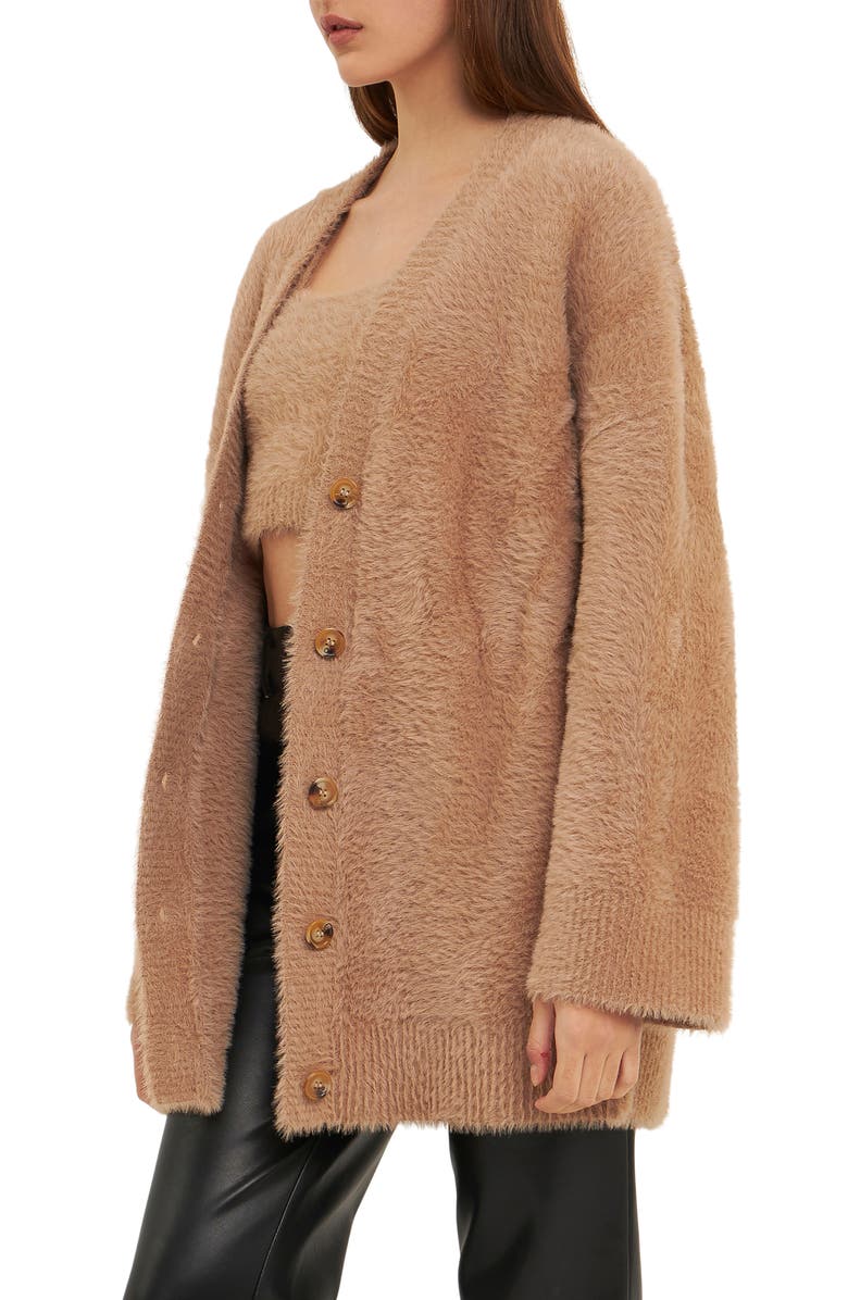 Grey Lab Feather Plush Cardigan, Alternate, color, 