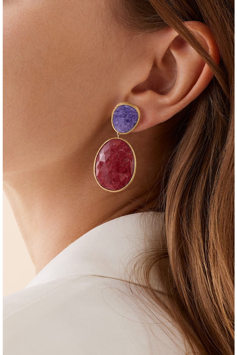Lunaria Charoite & Thulite Drop Earrings, Alternate, color, GOLD