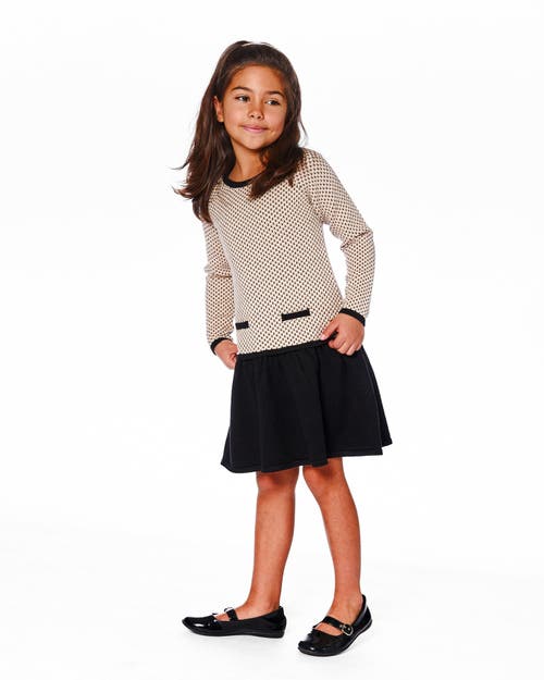 Deux Par Deux Long Sleeve Knit Sweater Dress In Black