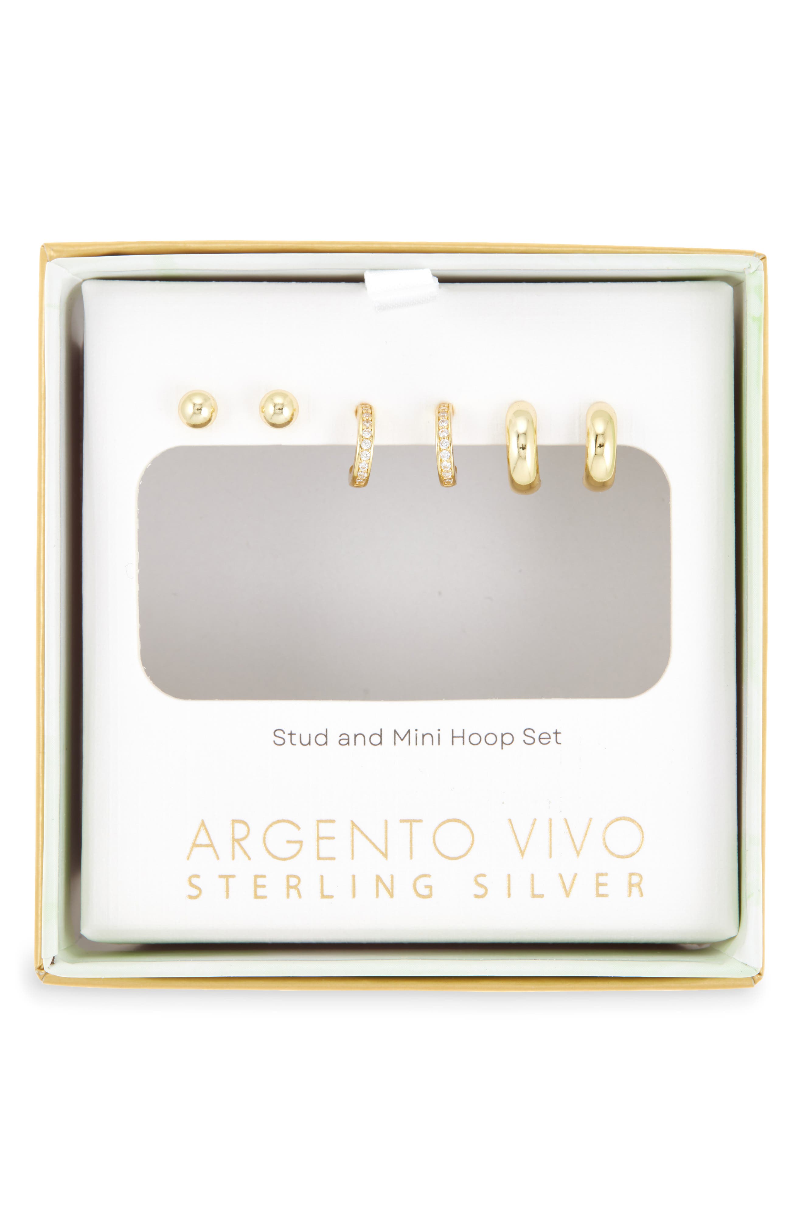 ARGENTO VIVO Pack of 3 Assorted Stud & Hoop Earrings