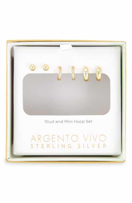ARGENTO VIVO Pack of 3 Assorted Stud & Hoop Earrings