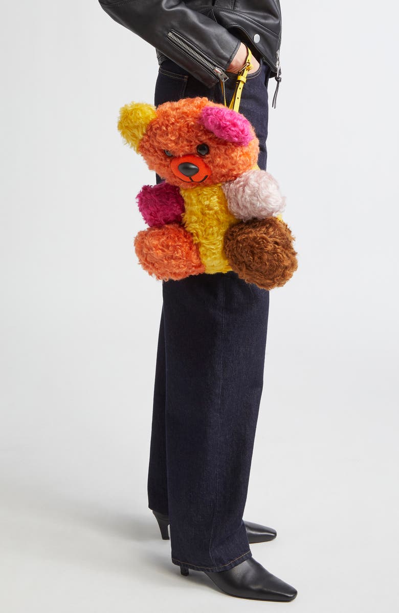Moschino Teddy Bear Mohair Blend Faux Fur Clutch, Alternate, color,
