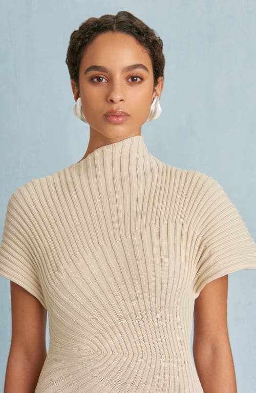 Cult Gaia Chrysta Turtleneck Rib Midi Sweater Dress In Neutral