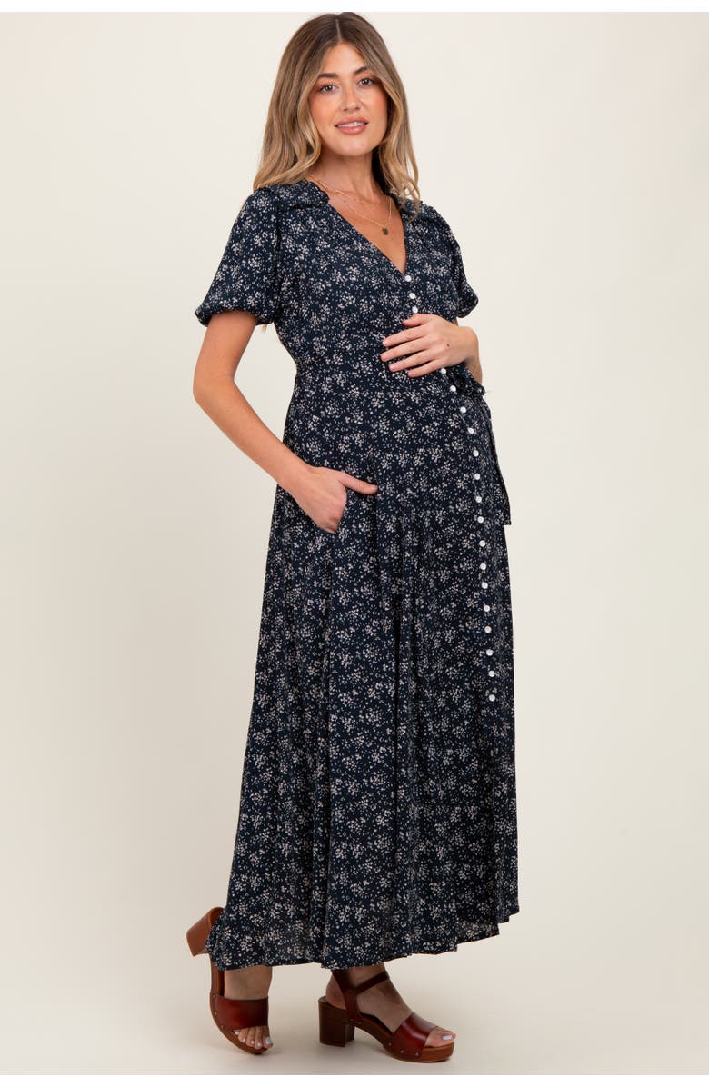 Floral Button Down Maternity Dress