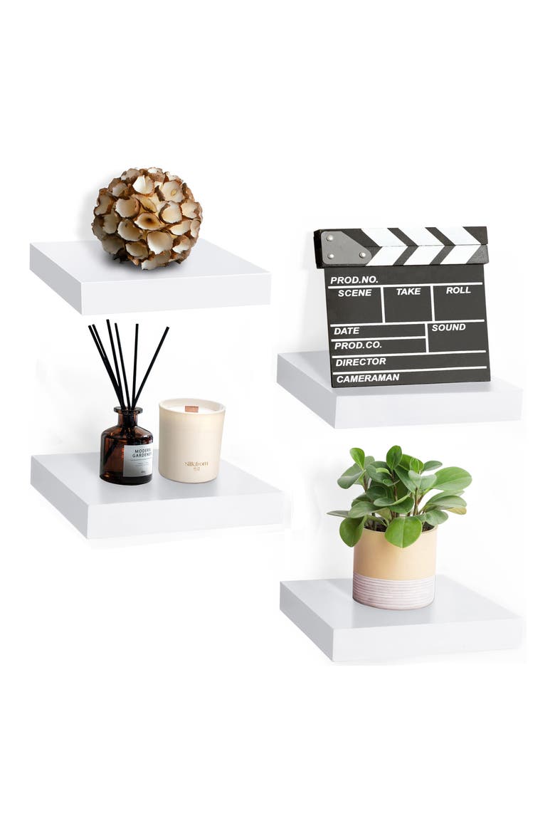 9-Inch Floating Wall Shelves, Main, color, WHITE